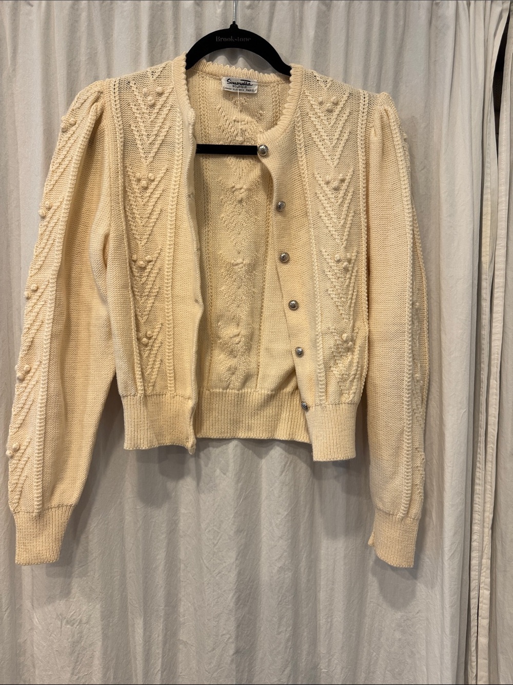 Silhouette Cream Bobble & Chevron Knit Cardigan
